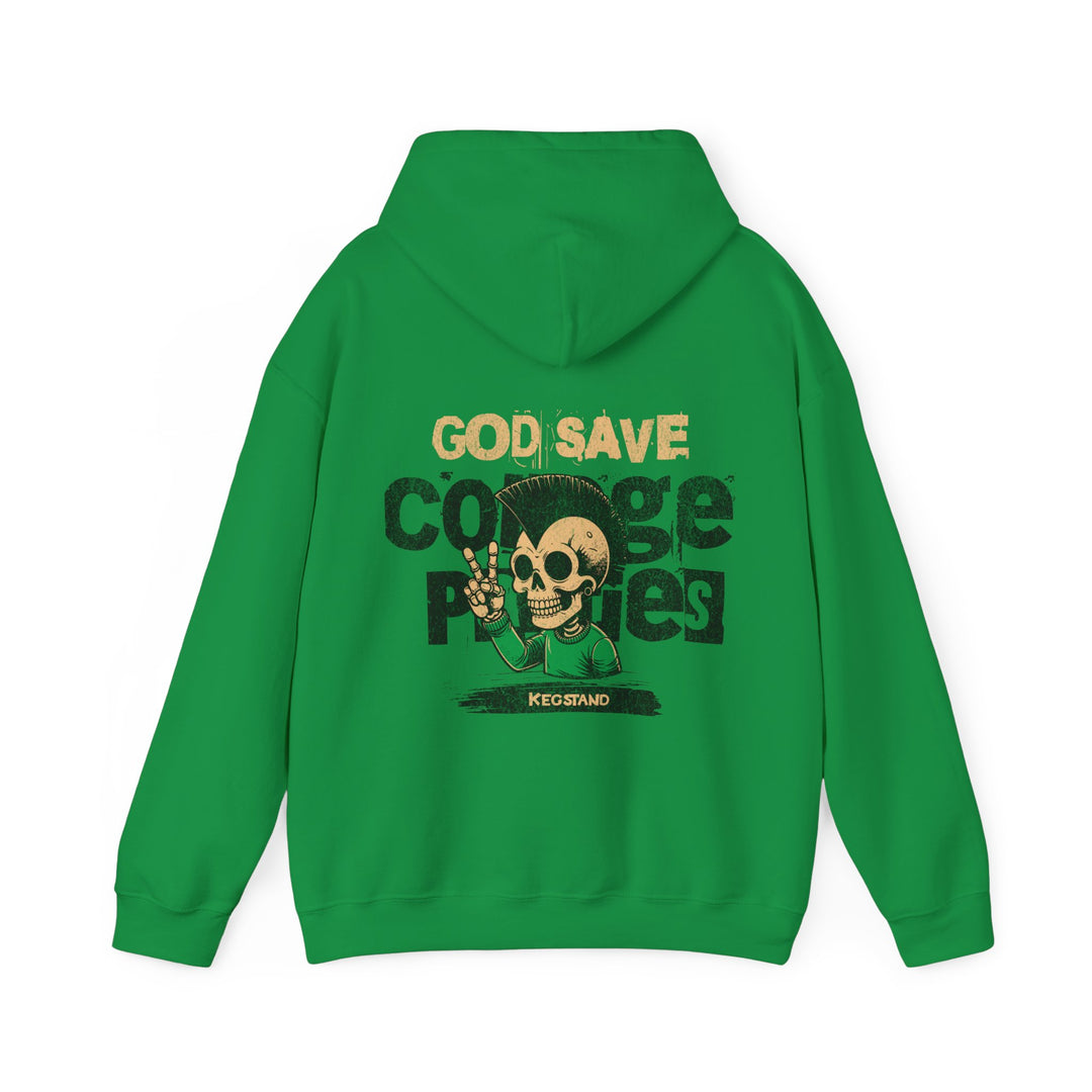 God Save College Parties Green Hoodie